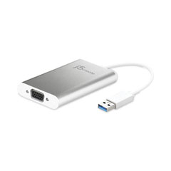j5create® USB to VGA Adapter, 5.91", Silver/White
