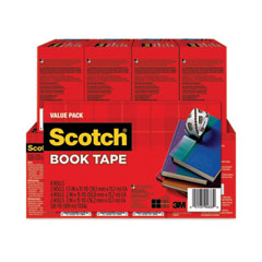 Scotch® Book Tape Value Pack, 3" Core, (2) 1.5" x 15 yds, (4) 2" x 15 yds, (2) 3" x 15 yds, Clear, 8/Pack