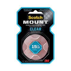 Scotch® Permanent Clear Mounting Tape, Holds Up to 15 lbs, 1 x 60, Clear