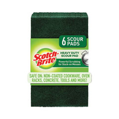 Scotch-Brite® Heavy-Duty Scouring Pad, 3.8 x 6, Green, 5/Carton
