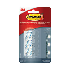 Command™ Cord Clip, Round, with Adhesive, 0.75"w, Clear, 4/Pack