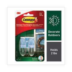 Command™ All Weather Hooks and Strips, Plastic, Medium, 2 Hooks and 4 Strips/Pack