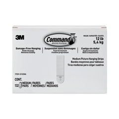 Command™ Picture Hanging Strips, Value Pack, Medium, Removable, Holds Up to 12 lbs, 0.75 x 2.75, White, 132 Pairs/Pack