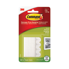 Command™ Picture Hanging Strips, Repositionable, Holds Up to 1 lb per Pair, 0.63 x 2.13, White, 4 Pairs/Pack
