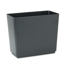 Rubbermaid® Commercial Designer 2 Wastebasket, Rectangular, Plastic, 6.5 gal, Black, 6/Carton
