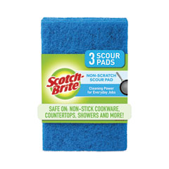 Scotch-Brite® Non-Scratch Scour Pads, Size 3 x 6, Blue, 10/Carton