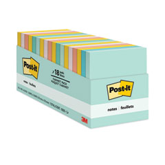Post-it® Notes Original Pads in Beachside Cafe Collection Colors, Cabinet Pack, 3" x 3", 100 Sheets/Pad, 18 Pads/Pack