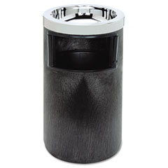Rubbermaid® Commercial Smoking Urn with Ashtray and Metal Liner, 2 gal, 19.5h x 12.5 dia, Black