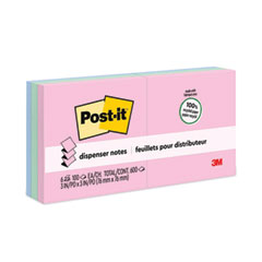Post-it® Greener Notes Original Recycled Pop-up Notes, 3 x 3, Sweet Sprinkles Collection Colors, 100 Sheets/Pad, 6 Pads/Pack