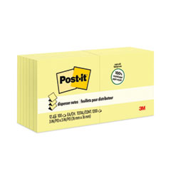 Post-it® Greener Notes Original Recycled Pop-up Notes, 3" x 3", Canary Yellow, 100 Sheets/Pad, 12 Pads/Pack