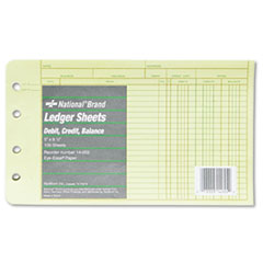 National® Four-Ring Binder Refill Sheets, 5 x 8.5, Green, 100/Pack