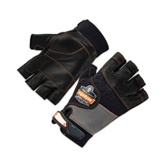ergodyne® ProFlex 901 Half-Finger Leather Impact Gloves, Black, Large, Pair, Ships in 1-3 Business Days