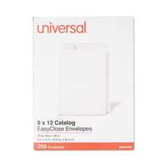 Universal® EasyClose Catalog Envelope, #10 1/2, Square Flap, Self-Adhesive Closure, 9 x 12, White, 250/Box