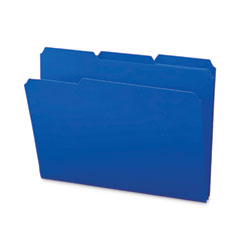 Smead™ Top Tab Poly Colored File Folders, 1/3-Cut Tabs: Assorted, Letter Size, 0.75" Expansion, Blue, 24/Box