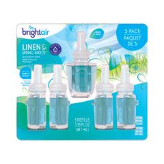 BRIGHT Air® Electric Scented Oil Air Freshener Refill, Linen and Spring Breeze, 0.67 oz Bottle, 5/Pack