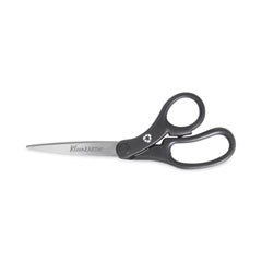 Stainless Steel Office Scissors, 8 Long, 3.75 Cut Length, Black Straight  Handle