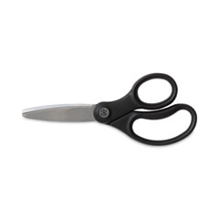 TRU RED™ Ambidextrous Stainless Steel Scissors, 5" Long, 2.64" Cut Length, Black Straight Ergonomic Handle