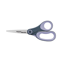 Westcott® Non-Stick Titanium Bonded Scissors, 8" Long, 3.25" Cut Length, Gray/Purple Straight Handle