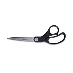 Universal® Stainless Steel Office Scissors, 8.5" Long, 3.75" Cut Length, Black Offset Handle