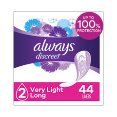 Always® Discreet Incontinence Liners, Very Light Absorbency, Long, 44/Pack