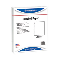 PrintWorks® Professional Perforated and Punched Paper, 7-Hole Punched, 20 lb Bond Weight, 8.5 x 11, White, 500/Ream