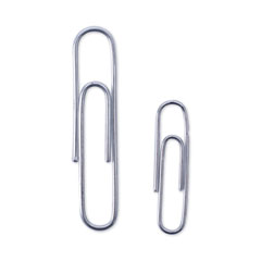 Universal® Plastic-Coated Paper Clips with One-Compartment Storage Tub, (750) #1 (1.75"), (250) Jumbo (2"), Silver