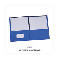Universal Two-Pocket Portfolio Leather Grain Paper 125 folders/  Portfolios Blue 