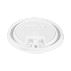 SOLO® Lift Back and Lock Tab Lids for Paper Cups, Fits 10 oz to 24 oz Cups, White, 100/Sleeve, 10 Sleeves/Carton