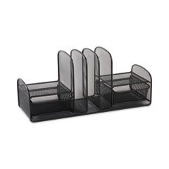 Safco® Onyx Mesh Desk Organizer, Three Sections/Two Baskets, Steel Mesh, 17 x 6.75 x 7.75, Black