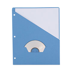 Universal® Slash-Cut Pockets for Three-Ring Binders, Jacket, Letter, 11 Pt., Blue, 10/Pack