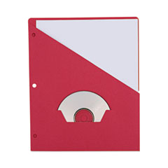 Universal® Slash-Cut Pockets for Three-Ring Binders, Jacket, Letter, 11 Pt., 8.5 x 11, Red, 10/Pack