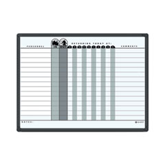Employee In/Out Board System, Up to 15 Employees, 24 x 18, Porcelain White/Gray Surface, Black Aluminum Frame