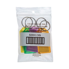 CONTROLTEK® Key Tags, Metal/Plastic, Green/Orange/Purple/Yellow, 4/Pack