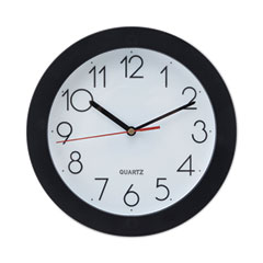 Universal® Bold Round Wall Clock, 9.75" Overall Diameter, Black Case, 1 AA (sold separately)