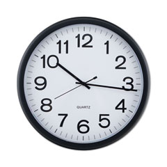 Round Wall Clock, 13.5" Overall Diameter, Black Case, 1 AA (sold separately)