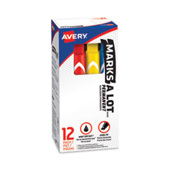 Avery® MARKS A LOT Large Desk-Style Permanent Marker, Broad Chisel Tip, Assorted Colors, 12/Set (24800)
