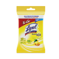LYSOL® Brand Disinfecting Wipes To-Go Flatpack, 1-Ply, 6.29 x 7.87, Lemon and Lime Blossom, White, 15 Wipes/Flat Pack, 48 Flat Packs/CT