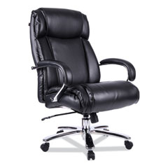 Alera® Alera Maxxis Series Big/Tall Bonded Leather Chair, Supports 500 lb, 21.42" to 25" Seat Height, Black Seat/Back, Chrome Base