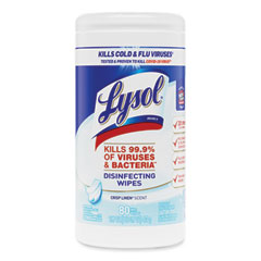 LYSOL® Brand Disinfecting Wipes, 7 x 7.25, Crisp Linen, 80 Wipes/Canister