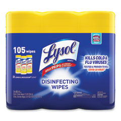 LYSOL® Brand Disinfecting Wipes, 7 x 7.25, Lemon and Lime Blossom, 35 Wipes/Canister, 3 Canisters/Pack, 4 Packs/Carton