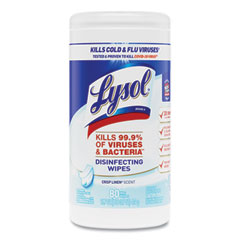 LYSOL® Brand Disinfecting Wipes, 7 x 7.25, Crisp Linen, 80 Wipes/Canister, 6 Canisters/Carton