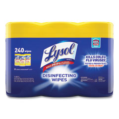 LYSOL® Brand Disinfecting Wipes, 7 x 7.25, Lemon and Lime Blossom, 80 Wipes/Canister, 3 Canisters/Pack, 2 Packs/Carton