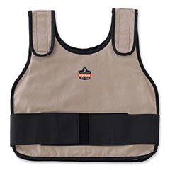Chill-Its 6230 Standard Phase Change Cooling Vest with Packs, Cotton, Large/X-Large, Khaki