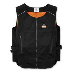 Chill-Its 6260 Lightweight Phase Change Cooling Vest with Packs, Cotton/Polyester, Large/X-Large, Black