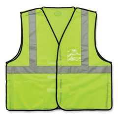 ergodyne® GloWear 8216BA Class 2 Breakaway Mesh ID Holder Vest, Polyester, Small/Medium, Lime, Ships in 1-3 Business Days
