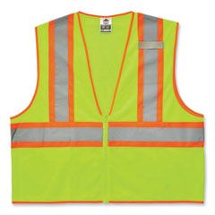 GloWear 8229Z Class 2 Economy Two-Tone Zipper Vest, Polyester, 2X-Large/3X-Large, Lime