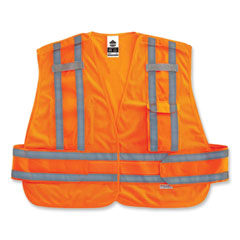 GloWear 8244PSV Class 2 Expandable Public Safety Hook and Loop Vest, Polyester, 3X-Large Plus, Orange