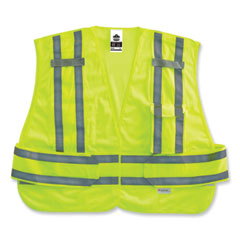 GloWear 8244PSV Class 2 Expandable Public Safety Hook and Loop Vest, Polyester, Medium/Large, Lime