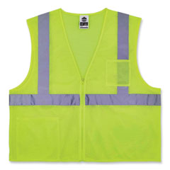 ergodyne® GloWear 8256Z Class 2 Self-Extinguishing Zipper Vest, Polyester, Large/X-Large, Lime, Ships in 1-3 Business Days