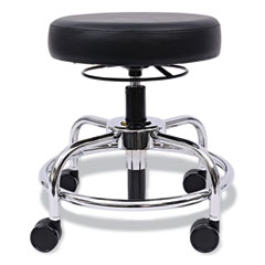 Alera® Alera HL Series Height-Adjustable Utility Stool, Backless, Supports Up to 300 lb, 24" Seat Height, Black Seat, Chrome Base